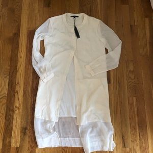 Tibi Collarless Silk Shirtdress size 2 Ivory